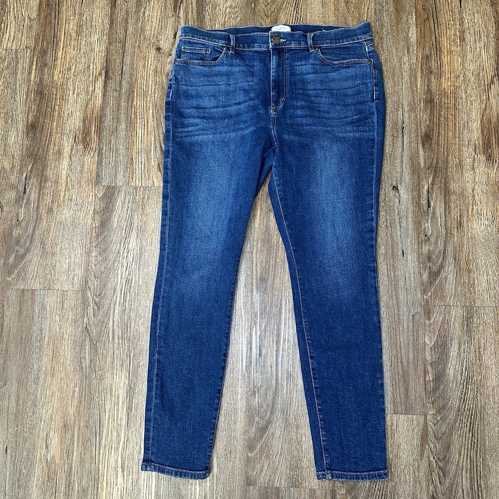 LOFT Denim Women's Skinny Jeans Sz 14 Dark Wash Stretch Mid High Rise Pockets